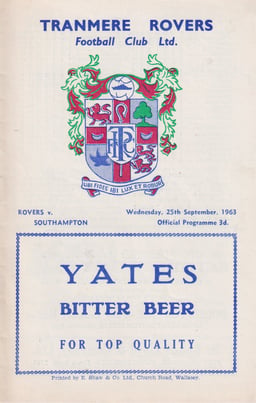 Tranmere Rovers v Southampton Match Programme 1963-09-25